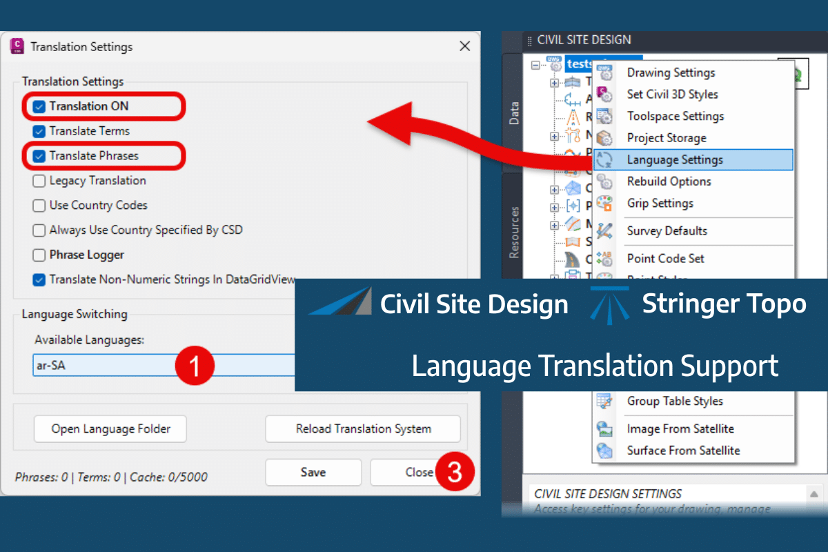 Mind your Language! | Language Translation Support in Civil Site Design and Stringer