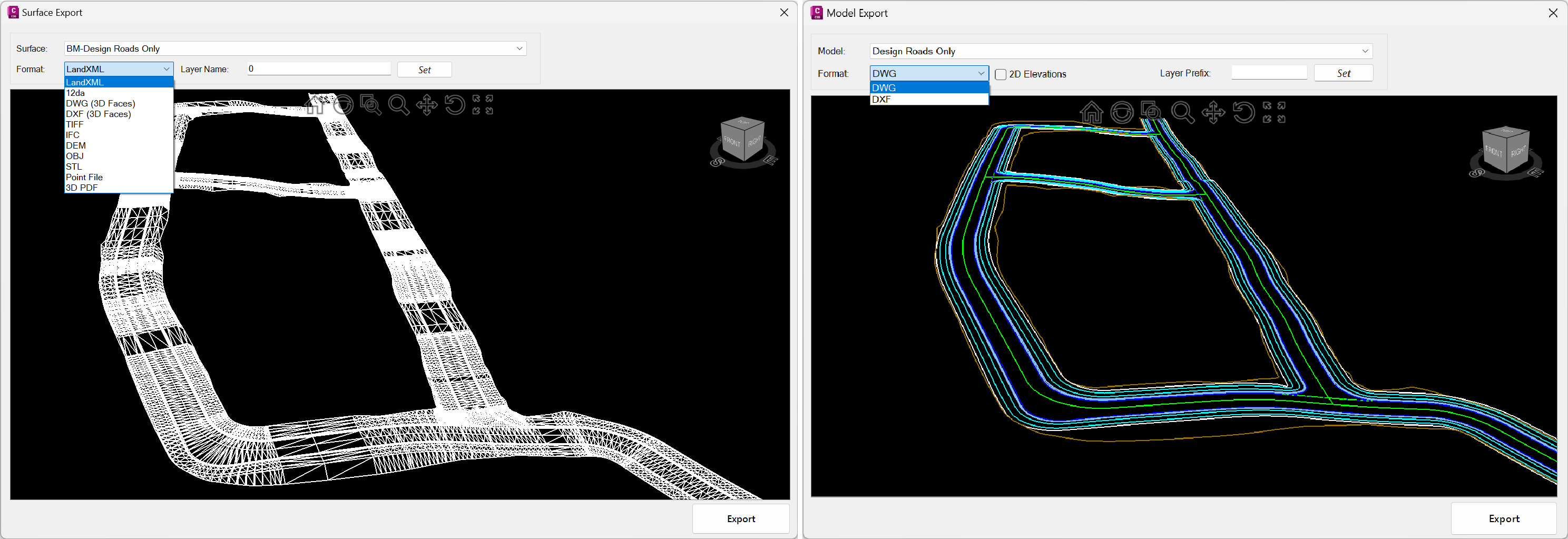 Toolspace – Export Model and Surface – ishot