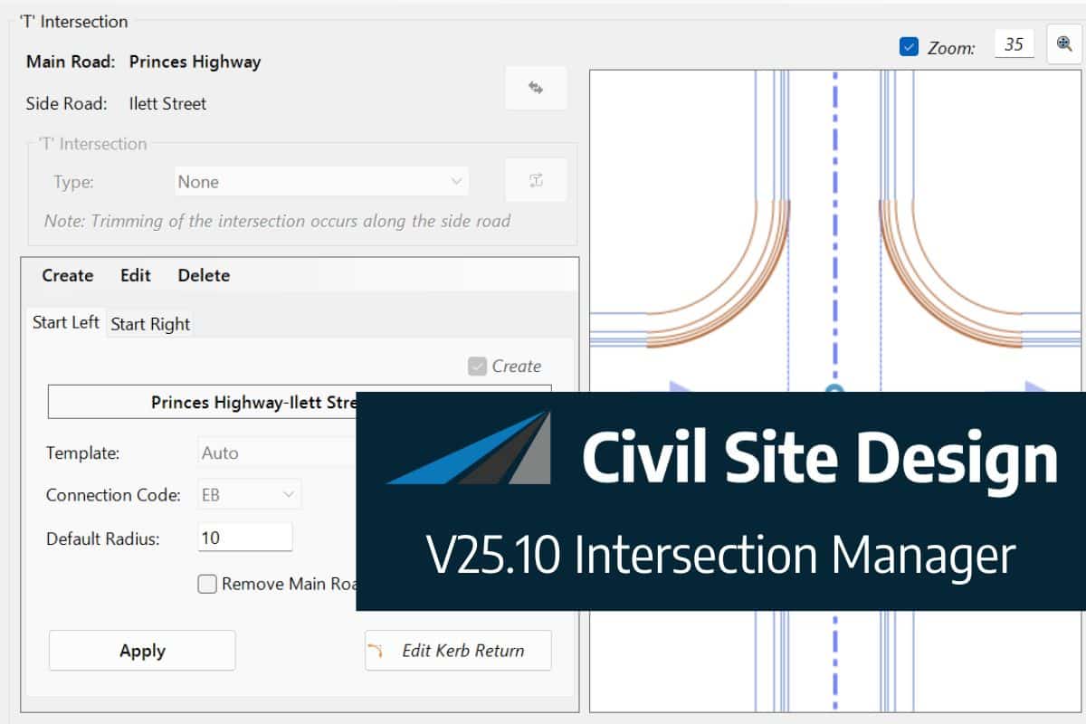 Civil Site Design V25.1 | Intersection Manager