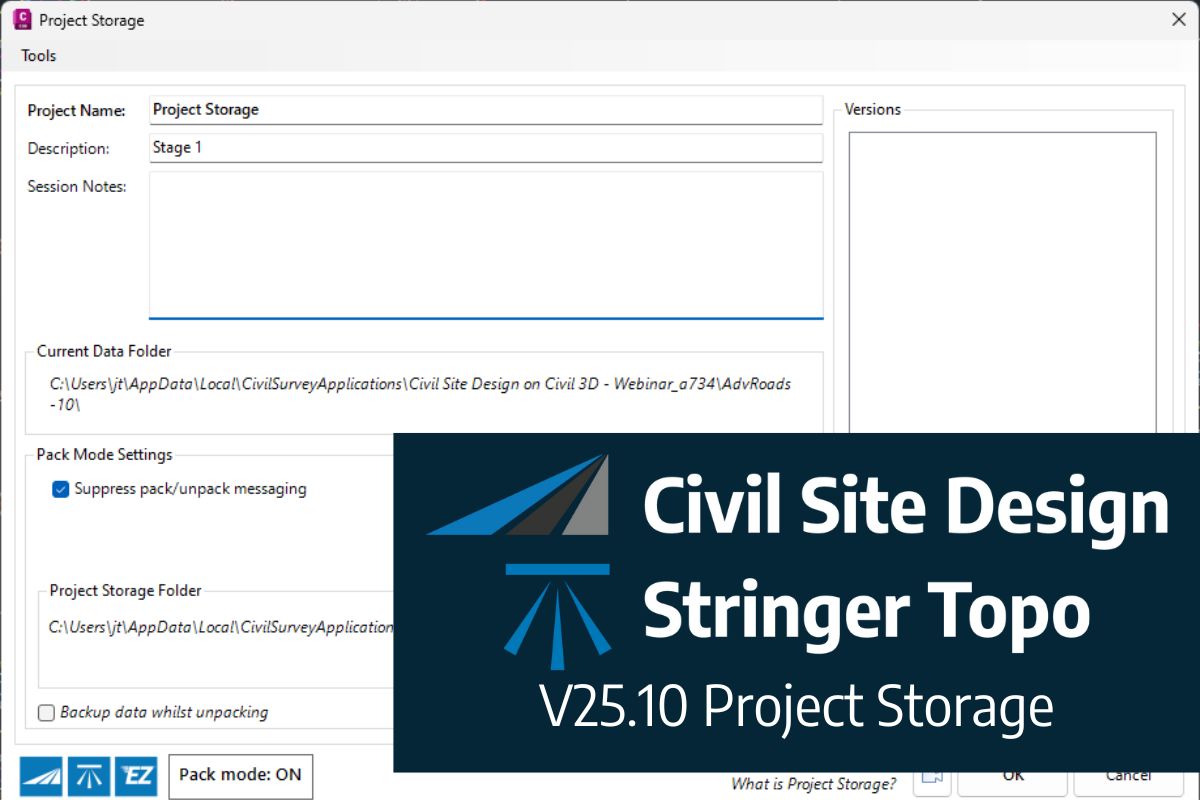 V25.1 | Project Storage For Civil Site Design and Stringer Topo